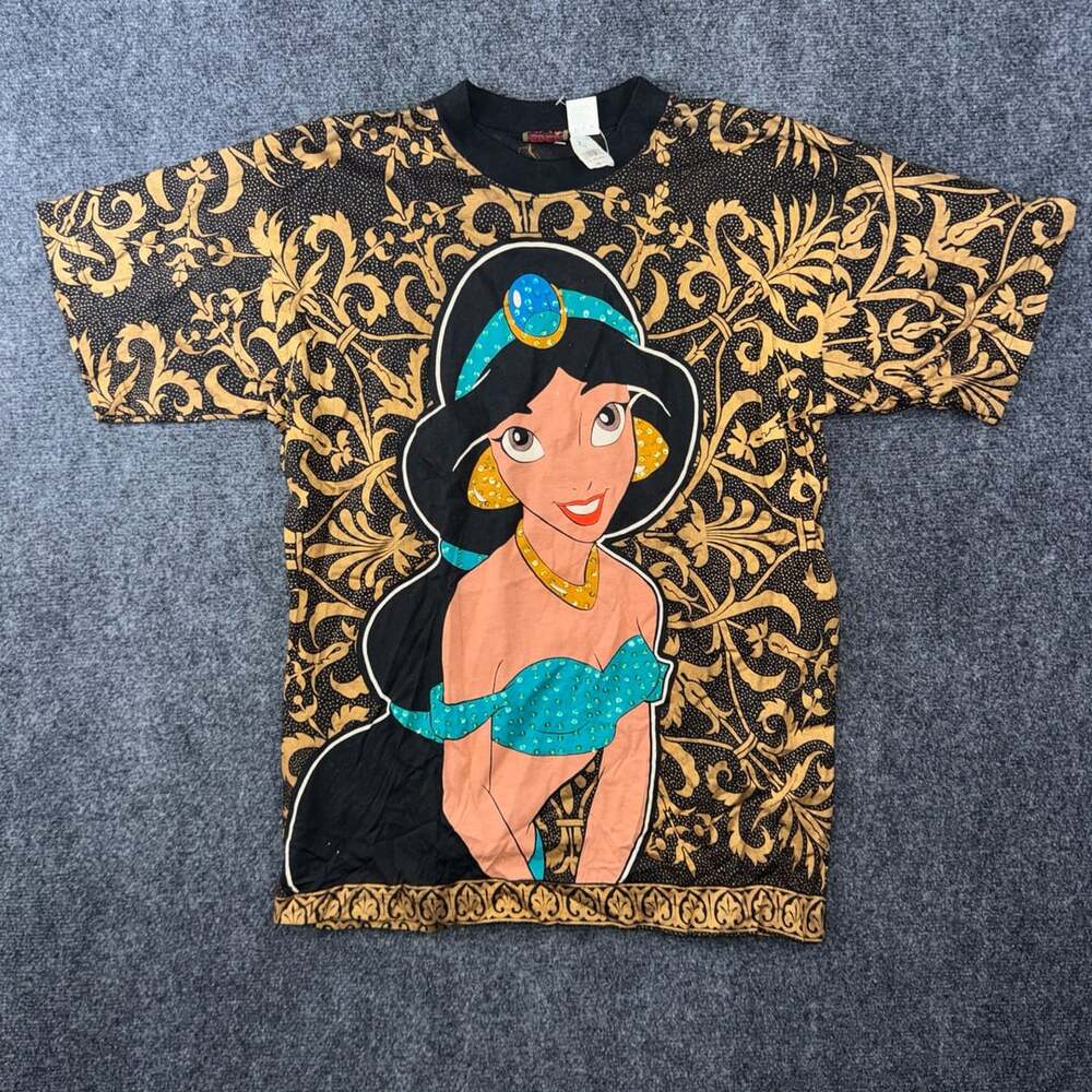 Vintage Aladdin By Dunkin Shirt Mens Large Disney Jasmine All Over Graphic Tee